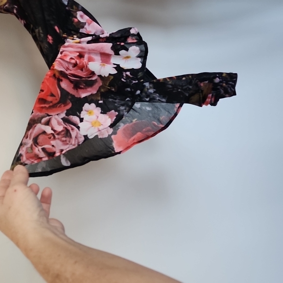 Thalia Sodi black floral mesh top-M - Picture 3 of 8